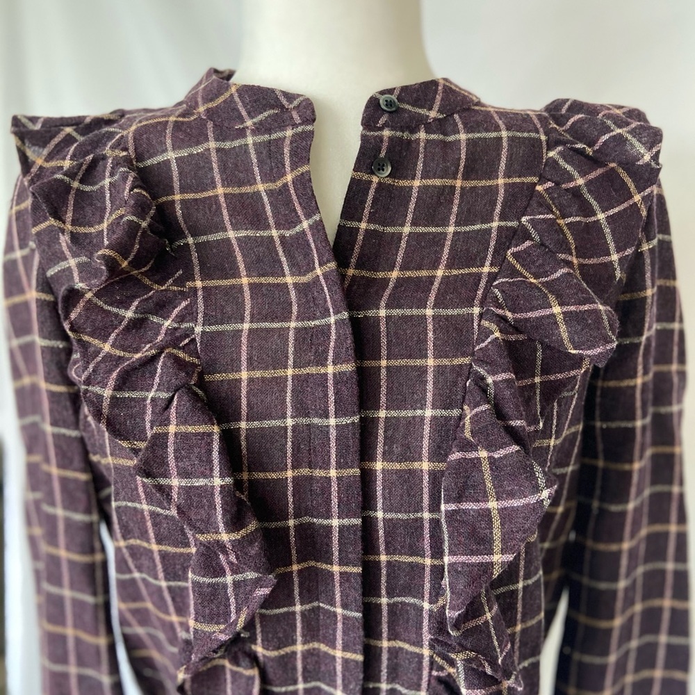 Madewell Plaid Ruffle-Front Top - Picture 5 of 12
